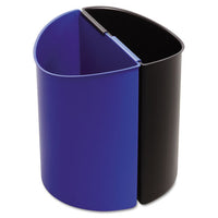 Desk-side Recycling Receptacle, 3 Gal, Black-blue