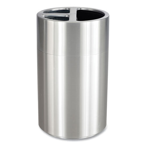 Triple Recycling Receptacle, 40 Gal, Steel, Brushed Aluminum, Ships In 1-3 Business Days