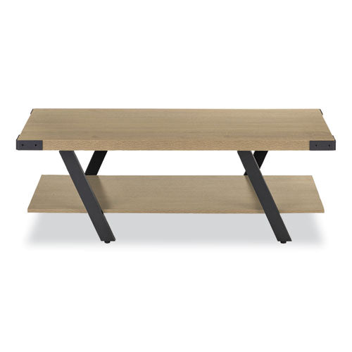 Coffee Table, Rectangular, 48 X 23.75 X 16, Sand Dune Top, Black Base, Ships In 1-3 Business Days