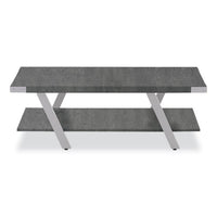 Coffee Table, Rectangular. 48 X 23.75 X 16, Stone Gray Top, Silver Base, Ships In 1-3 Business Days