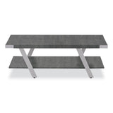 Coffee Table, Rectangular. 48 X 23.75 X 16, Stone Gray Top, Silver Base, Ships In 1-3 Business Days