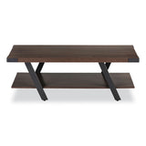 Coffee Table, Rectangular, 48 X 23.75 X 16, Southern Tobacco Top, Black Base, Ships In 1-3 Business Days