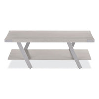 Coffee Table, Rectangular, 51 X 23.78 X 16, White Ash Top, Silver Base , Ships In 1-3 Business Days