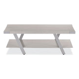 Coffee Table, Rectangular, 51 X 23.78 X 16, White Ash Top, Silver Base , Ships In 1-3 Business Days
