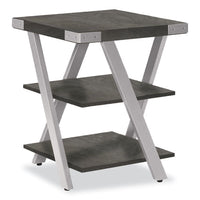 End Table, Square, 20 X 20 X 25, Stone Gray Top, Silver Base, Ships In 1-3 Business Days