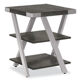 End Table, Square, 20 X 20 X 25, Stone Gray Top, Silver Base, Ships In 1-3 Business Days