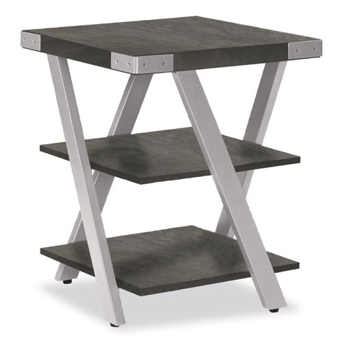 End Table, Square, 20 X 20 X 25, Stone Gray Top, Silver Base, Ships In 1-3 Business Days