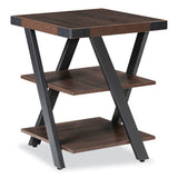 End Table, Square, 20 X 20 X 25, Southern Tobacco Top, Black Base, Ships In 1-3 Business Days
