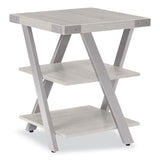 End Table, Square, 20 X 20 X 25, White Ash Top, Silver Base, Ships In 1-3 Business Days