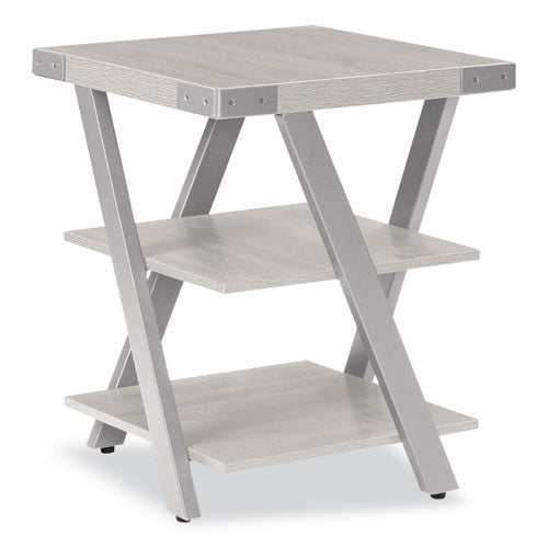 End Table, Square, 20 X 20 X 25, White Ash Top, Silver Base, Ships In 1-3 Business Days
