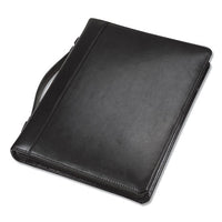 Leather Multi-ring Zippered Portfolio, Two-part, 1" Cap, 11 X 13 1-2, Black