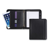 Professional Zippered Pad Holder-ring Binder, Pockets, Writing Pad, Vinyl Black