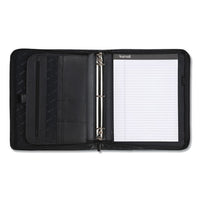 Professional Zippered Pad Holder-ring Binder, Pockets, Writing Pad, Vinyl Black