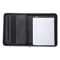 Professional Zippered Pad Holder, Pockets-slots, Writing Pad, Black