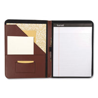 Contrast Stitch Leather Padfolio, 8 1-2 X 11, Leather, Tan