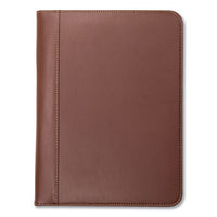 Contrast Stitch Leather Padfolio, 8 1-2 X 11, Leather, Tan