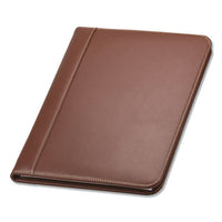 Contrast Stitch Leather Padfolio, 8 1-2 X 11, Leather, Tan