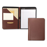 Contrast Stitch Leather Padfolio, 6 1-4w X 8 3-4h, Open Style, Brown