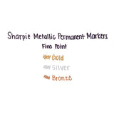 Metallic Fine Point Permanent Markers, Bullet Tip, Gold-silver-bronze, 6-pack