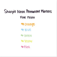 Neon Permanent Markers, Fine Bullet Tip, Assorted Colors, 5-pack