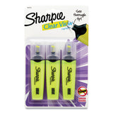 Clearview Tank-style Highlighter, Yellow Ink, Chisel Tip, Yellow-black-clear Barrel, 3-pack