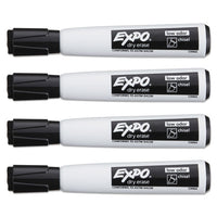 Magnetic Dry Erase Marker, Broad Chisel Tip, Black, 4-pack