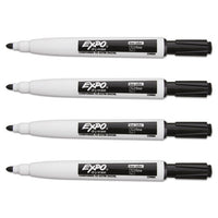 Magnetic Dry Erase Marker, Fine Bullet Tip, Black, 4-pack