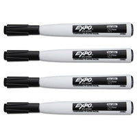 Magnetic Dry Erase Marker, Fine Bullet Tip, Black, 4-pack