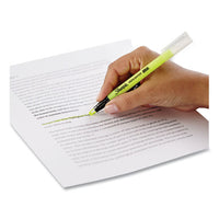 Clearview Pen-style Highlighter, Fluorescent Yellow Ink, Chisel Tip, Yellow-black-clear Barrel, 3-pack
