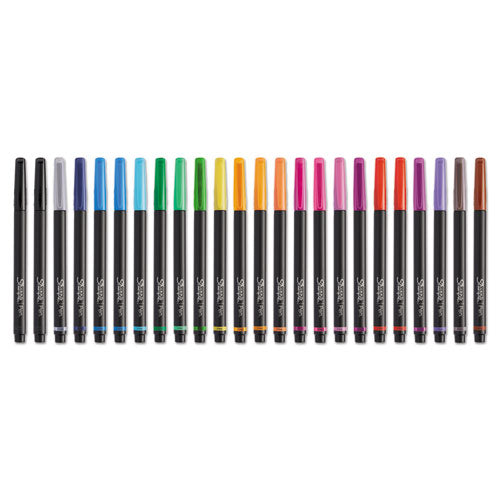 Art Pen Stick Porous Point Pen, Fine 0.5mm, Assorted Ink, Black Barrel, 24-pack