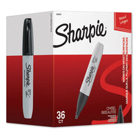 Chisel Tip Permanent Marker, Broad, Black, 36-pack