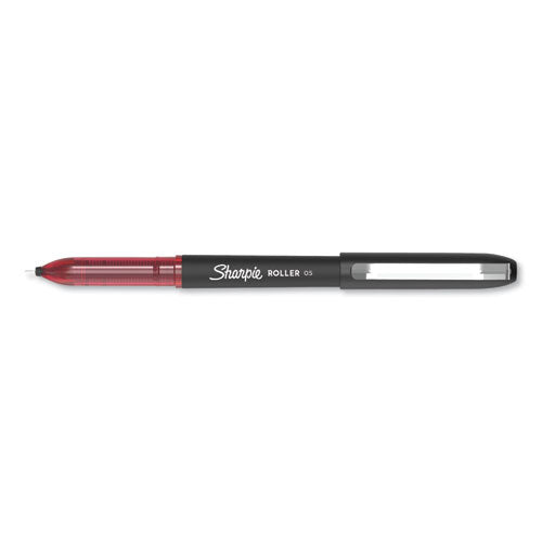 Roller Ball Stick Pen, Fine 0.5 Mm, Red Ink-barrel, Dozen