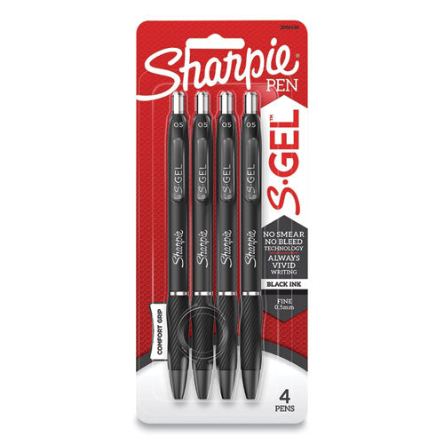 Pen,gel,retrc,fine,4pk,bk