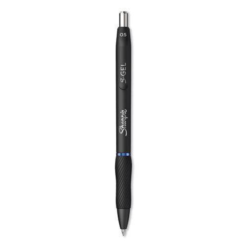S-gel Retractable Gel Pen, Fine 0.5 Mm, Blue Ink, Black Barrel, Dozen