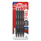 S-gel High-performance Gel Pen, Retractable, Medium 0.7 Mm, Blue Ink, Black Barrel, 4-pack