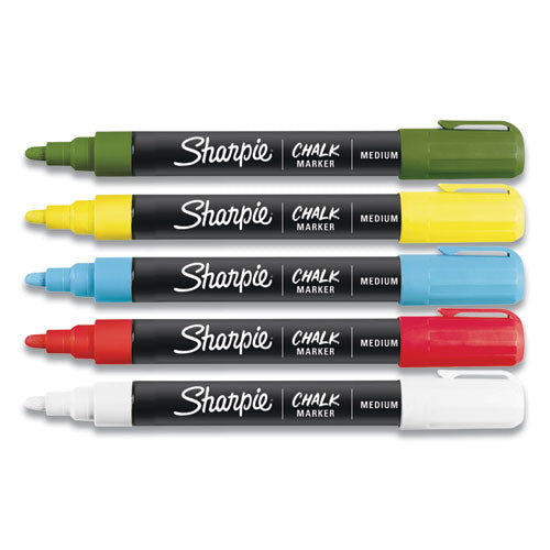 Wet-erase Chalk Marker, Medium Bullet Tip, Assorted, 5-pack