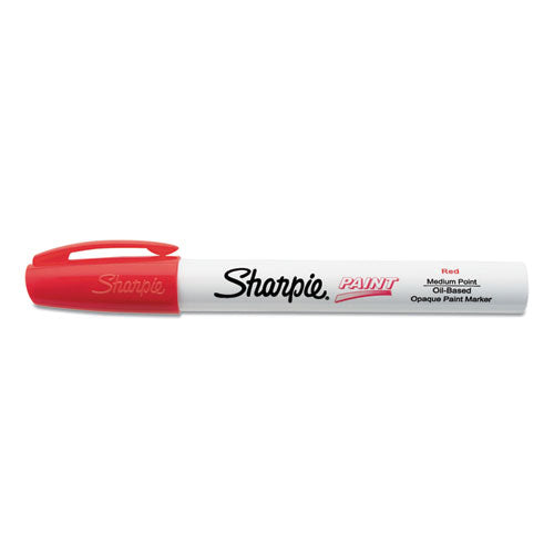 Permanent Paint Marker, Medium Bullet Tip, Red, Dozen