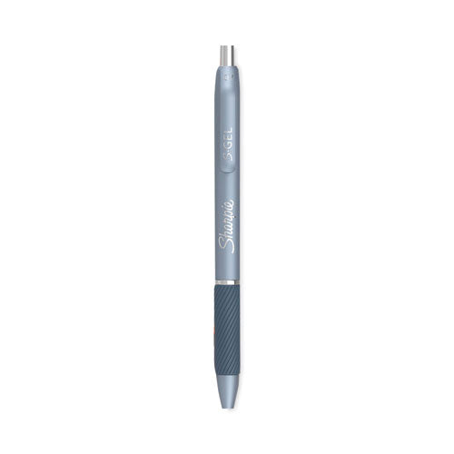 S-gel Fashion Barrel Gel Pen, Retractable, Medium 0.7 Mm, Black Ink, Frost Blue Barrel, 4-pack
