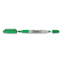 Brush Tip Permanent Marker, Twin Tip, Brush/ultra-fine Tip, Assorted Colors, 12/pack