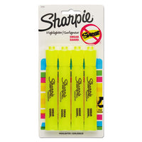 Tank Style Highlighters, Chisel Tip, Fluorescent Yellow, 4-set