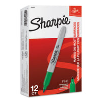 Fine Tip Permanent Marker, Green, Dozen