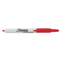 Retractable Permanent Marker, Fine Bullet Tip, Red