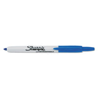 Retractable Permanent Marker, Fine Bullet Tip, Blue