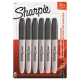 Super Permanent Marker, Fine Bullet Tip, Black, 6-pack