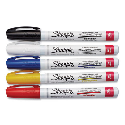 Permanent Paint Marker, Fine Bullet Tip, Assorted Colors, 5-pack