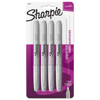 Metallic Fine Point Permanent Markers, Bullet Tip, Silver, 4-pack