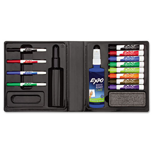 Dry Erase Marker, Eraser And Cleaner Kit, Fine Bullet Tip, Assorted Colors, 5-set