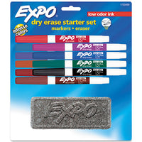 Low-odor, Dry Erase 10-color Marker And Eraser Set, Broad Chisel Tip, Assorted Colors, 10/set