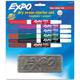 Low-odor, Dry Erase 10-color Marker And Eraser Set, Broad Chisel Tip, Assorted Colors, 10/set