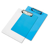 Acrylic Clipboard, 1-2" Capacity, Holds 8-1-2w X 12h, Transparent Blue